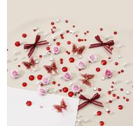 Accessori per nail art a forma di farfalla con rose liquide, eleganti e decorazioni per unghie, adatti per casa, salone o feste, decorazioni per unghie a farfalla liquida