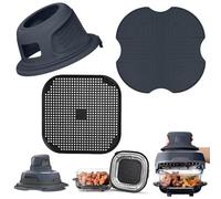 Accessori per Ninja CRISPi Friggitrice ad aria FN101EU, 3 pezzi griglia anti proiezione + sottopentola + custodia di protezione, riutilizzabili accessori in silicone per Air Fryer (blu scuro)