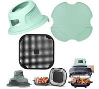 Accessori per Ninja CRISPi Friggitrice ad aria FN101EU, 3 pezzi griglia anti proiezione + sottopentola + custodia di protezione, riutilizzabili accessori in silicone per Air Fryer (verde chiaro)