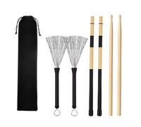 Accessori per Percussione Set Di Bacchette Jazz 5A Bacchette Per Batteria, Spazzole Metalliche Retrattili, Bastoncini Per Principianti Adulti