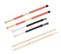Accessori per Percussione Set Di Bacchette Per Batteria In Legno D'acero Con 1 Paio Di Spazzole Metalliche Retrattili Per Tamburo E 1 Paio Di Spazzole Per Tamburo Ad Asta