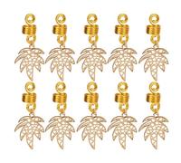 Accessori per perle di barba 10 pezzi Accessori a sospensione per la barba a foglia di acero antichi per la barba intrecciata d'oro
