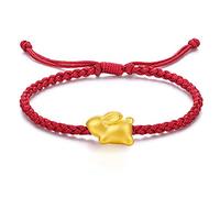 Accessori per polsi, braccialetti, Bracciale intrecciato regolabile fatto a mano con ciondolo a forma di coniglio in oro, segno zodiacale cinese Feng Shui 2023, oro nero(B)