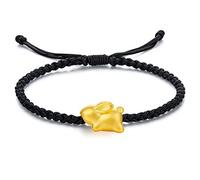 Accessori per polsi, braccialetti, Bracciale intrecciato regolabile fatto a mano con ciondolo a forma di coniglio in oro, segno zodiacale cinese Feng Shui 2023, oro nero(Black Gold)