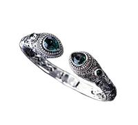 Accessori per polsi, braccialetti, Bracciale rigido in argento sterling 925 for donna, stile indonesiano, regolabile, 56 mm, verde
