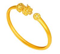 Accessori per polsi, braccialetti, Braccialetto regolabile con moneta antica cinese in cristallo Pixiu Feng Shui sabbia dorata for uomo e donna