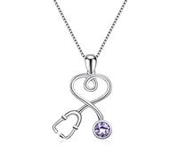 Accessori per Ragazze Stetoscopio Collana Dottore Gioielli Medici con Cristallo simulato di Pietra Natale dall'Austria, Studente di Medicina RN Registrato Infermiera Cose per Il Compleanno delle