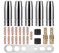 Accessori per Saldatrice MIG/MAG, 25 Pezzi Parti Usurate Set di Materiali di Consumo Saldatori, Ugello, Punta Guidafilo M6 0,8mm, Isolator, Diffusoree, Strumento, per Consumabili Torcia MB15 15AK
