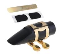Accessori per sassofono Durevole Sassofono Soprano Bocchino Per Sax Strumenti Musicali Parti Accessori Con Cappuccio Clip Reed 2 Pezzi Denti Pad