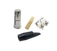 Accessori per Sassofono Set Bocchino Per Sassofono Alto Mi Piatto Con Clip In Metallo Inciso E Accessori Per Ance (Color : Nickel)