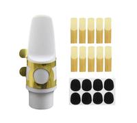 Accessori per sassofono Set Di Bocchini Per Sassofono Contralto Con Tappo A Morsetto Per Bocchino, Ance, Cuscinetti Per Denti, Accessori Per Strumenti A Fiato (Color : WHITE)