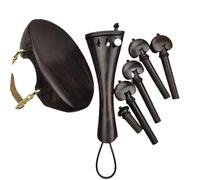 Accessori per strumenti violino 1 Set Di Accessori In Legno Di Ebano Naturale 4/4 A Grandezza Naturale Di Pioli Per Violino, Mentoniera, Cordiera, Puntale