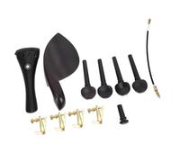 Accessori per strumenti violino Un Set Di Accessori Per Violino 4/4 In Legno Di Ebano Naturale Di 4 Picchetti, Mentoniera, Perno Terminale, 4 Accordatori Dorati Fini, Budello Di Coda