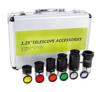 Accessori per telescopi Kit oculare for telescopio da 1,25 pollici Oculare da 7,5 mm/15 mm/25 mm/32 mm/40 mm Lente di Barlow 3X Filtro a sette colori Oculare per telescopio