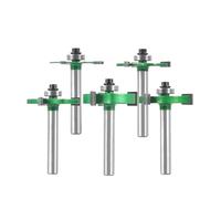 Accessori per tornio, Lathe Machine, 8MM Shank Green 3 Carbide Slotting Cutter Bit With Bearing Rabbeting Milling Cutters For Woodwork Face Mill End, Parti Del Tornio Del Metallo(Set of 5 pieces)