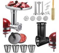 Accessori per tritacarne e affettatrice per mixer KitchenAid, smerigliatrice per alimenti in metallo con tubi di riempimento per salsicce, Macchina per insalata per grattugia per formaggio, Pressa per