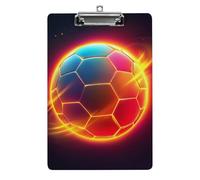 Accessori per ufficio e scrivania Portablocco unisex in acrilico alla moda con clip a basso profilo Pallone da calcio Fuoco Calcio