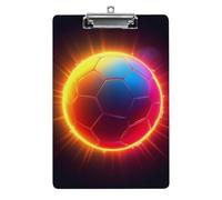 Accessori per ufficio e scrivania Portablocco unisex in acrilico alla moda con clip a basso profilo Pallone da calcio Fuoco Calcio