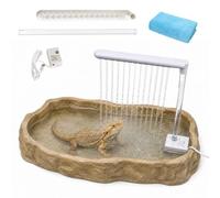 Accessori per vasca da bagno con drago barba, con asciugamano lucertola, accessori per piscina con drago barbuto, accessori con drago barbuto, fontana di drago barbuto