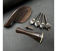 Accessori per violino 1 Set 4/4 Violino In Legno Di Ebano Naturale Accessori Parti Raccordi Cordiera+Piroli+Puntali+Poggiamento/Supporto Mentoniera(Model 4)