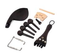 Accessori per Violino in Legno Nero 15 Pezzi, Bz07 | Tastiera Completa Tailpiece, Mentoniera, Clamp, Endpin, Tail Gut e 4 Piroli Colore Casuale