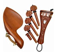 Accessori Per Violino Per Principianti Accessori Per Violino Intagliato Con Morsetto A Vite Breaket Gut Fintuner Mentoniera Picchetti In Palissandro Ebano(Jujube wood 2)