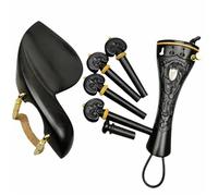 Accessori Per Violino Per Principianti Accessori Per Violino Intagliato Con Morsetto A Vite Breaket Gut Fintuner Mentoniera Picchetti In Palissandro Ebano(Ebony wood1)