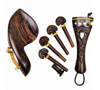 Accessori Per Violino Per Principianti Accessori Per Violino Intagliato Con Morsetto A Vite Breaket Gut Fintuner Mentoniera Picchetti In Palissandro Ebano(Rosewood parts 1)