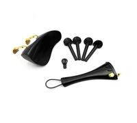 Accessori per violino Un set di accessori in ebano per un violino 4/4 include componenti come il cordiera e i cavi di accordatura