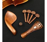 Accessori per violino Violino 4/4 Intagliato Motivi Legno Di Giuggiolo Ebano Cordiera + Piroli + Puntali + Mentoniera/supporto Mentoniera Accessori Parti Violinista(Jujube wood 2)