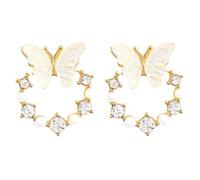 Accessori Produttore Strumenti Pulitore Gioielli Butterfly Pearl Earrings For Women White Pearl Earrings For Women Studs Pulitore Accessori Ad Ultrasuoni Gioielli, Taglia unica, Metallo, Senza Gemme