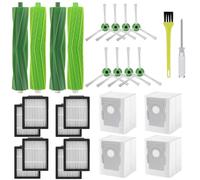 Accessori Ricambi per iRobot Roomba e/i/j, i7 i7+ i3 i3+ i4 i4+ i6 i6+ i8 i8+ E5 E6 E7, 4 Spazzola in Gomma,8 HEPA Filtri,8 Spazzola Laterale, 4 Sacchetti,1 Spazzola di Pulizia
