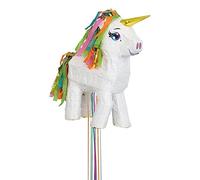 Unique 65987 Pinata Unicorno Bianco-Corda da Tirare, Carta, Multicolour