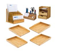 Accessori set da scrivania Organizer in bambù Portadocumenti impilabili Compatto