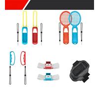 Accessori sportivi 10 in 1 compatibili per NS Switch, set da gioco con braccialetti Cinghie a fascio Racchette per spada laser Impugnature Impugnature per giochi Kit per giochi Sport Family Party Pack