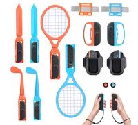 Accessori sportivi per Nintendo Switch 2, 18 in 1 Kit bundle sportivo per Switch 2 Joy con giochi sportivi con mazze da golf, racchette da tennis, impugnature per spade, tempi di cordino, cintu