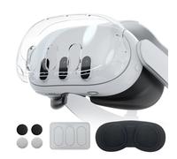 Accessori VR compatibili con Oculus/Meta Quest 3, accessori VR inclusi Copertura trasparente a conchiglia, protezione per la lente, pellicola temperata per la lente e cappucci per il joystick
