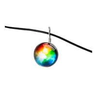 Accessoriere Collana Pianeta per Donne e Uomini, Universo Spaziale Galaxy Necklace Stars Glass Ball Crystal Planet Planet Pattern Collana a Catena in Pelle, Collana di Galassia, Astronauta