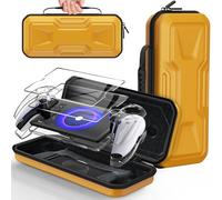 Accessories Bundle for PlayStation Portal, Carry Case with Hard Clear Protective Cover and Tempered Glass Screen Protector, Portable Hard Shell Travel Handbag for PS Portal Remote Player-Yellow