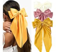 Accessories Hair Clips For Women Girls Big Bowknot Solid Satin Long Ribbon Bows Spring Clamp Barette Cheveux Femme(S8-3PCS)