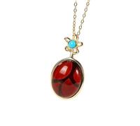 Accessories Vintage S925 Necklace for Women Plated Oval Flowers Handmade Classical Jewelry Women's Pendant Necklaces Charm Gift National Old Craft