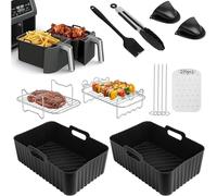 Accessorio Air Fryer, 9 pezzi griglia di cottura per friggitrice ad aria, aria friggitrice griglia in acciaio inossidabile antiaderente per Ninja Foodi AF400EU, AF300EU, AF500EU (9 pezzi)