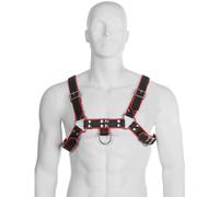 Accessorio bdsm imbracatura per il corpo in pelle nera e rossa
