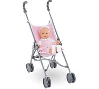 Accessorio bebè - COROLLE - Passeggino in canna rosa per bambino da 30, 36 e 42 cm - Dai 3 anni in su