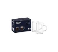 De'Longhi Set Bicchieri per Caffe Lungo Americano, Tazza Resistente in Vetro Borosilicato, Confortevole da Tenere, Lavabile in Lavastoviglie, Capacità 250ml, DLSC320