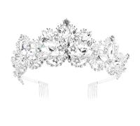 Accessorio Chioma Sposa Barocco Argento Cristalli e Pettine Laterale | Lega di Zinco, Lucentezza Diamantata, per Acconciature Raccolte, Feste di Compleanno e Servizi Fotografici