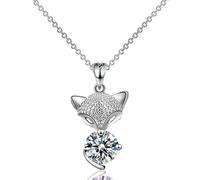 Accessorio Collana Fox Fox per Donne e Uomini, Crystal Fox Painting Cowelry Chain Collana a Sfera, Collana Iniziale di Fox Girl, Gioielli Volpe per Donne, Vacanza di Gioielli Therian