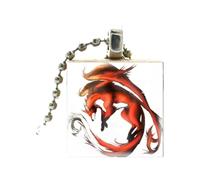 Accessorio Collana Fox Fox per Donne e Uomini, Crystal Fox Painting Cowelry Chain Collana a Sfera, Collana Iniziale di Fox Girl, Gioielli Volpe per Donne, Vacanza di Gioielli Therian