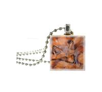 Accessorio Collana Fox Fox per Donne e Uomini, Crystal Fox Painting Cowelry Chain Collana a Sfera, Collana Iniziale di Fox Girl, Gioielli Volpe per Donne, Vacanza di Gioielli Therian