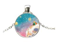 Accessorio collana volpe in argento sterling per donne e uomini, volpe sotto la luna piccola collana di vetro a cupola di vetro, collana iniziale di volpe, gioielli di volpe per donne, gioielli